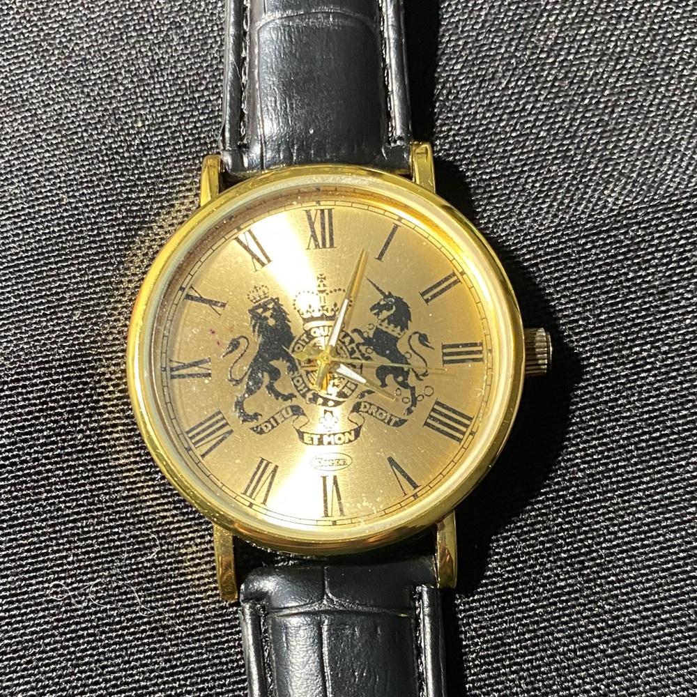Classic Gold and Black Leather Watch